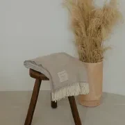 Weave Harris Merino Lambswool Throw - Natural gallery detail image
