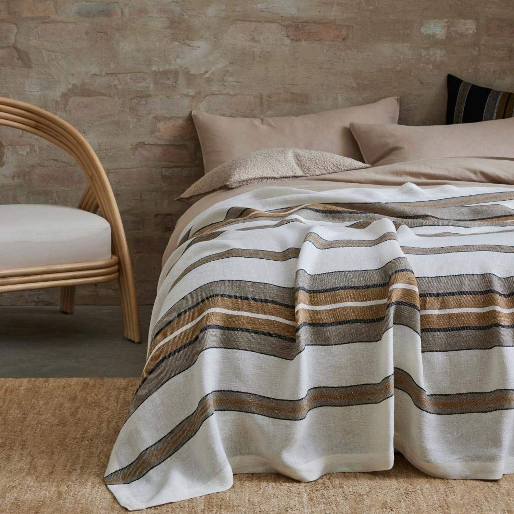 Weave Home European Linen Throw - Franco, Amber gallery detail image