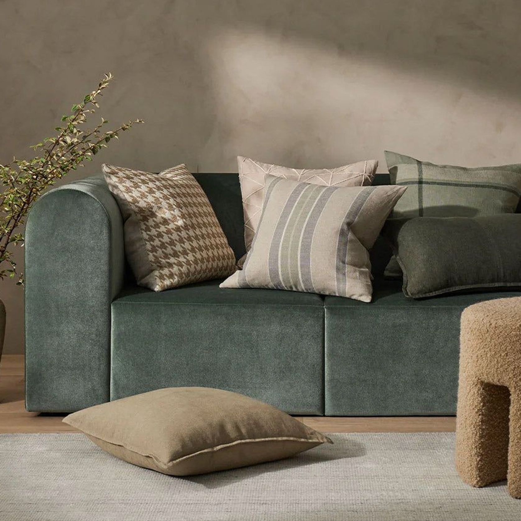 Weave Home Giovanni Cushion - Oatmeal | Bouclé Houndstooth gallery detail image