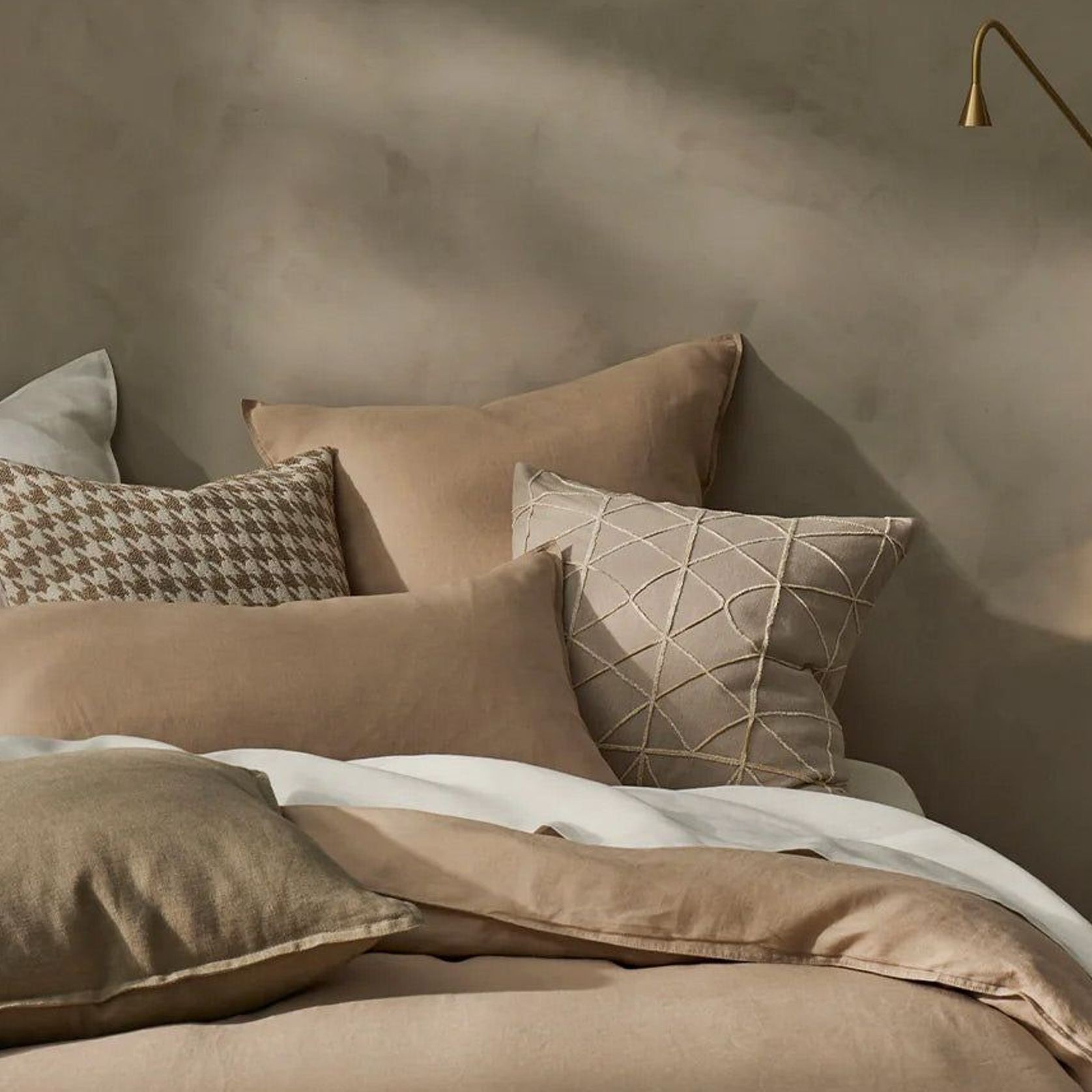 Weave Home Giovanni Cushion - Oatmeal | Bouclé Houndstooth gallery detail image