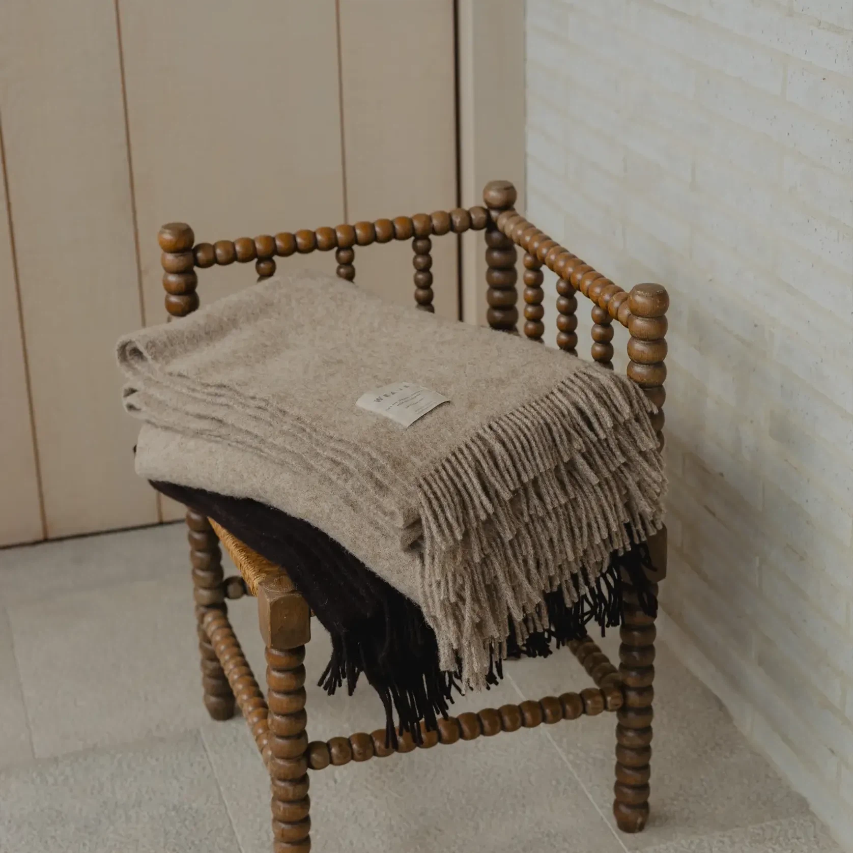 Weave Home Nevis Throw Blanket - Oak | NZ Lambswool gallery detail image
