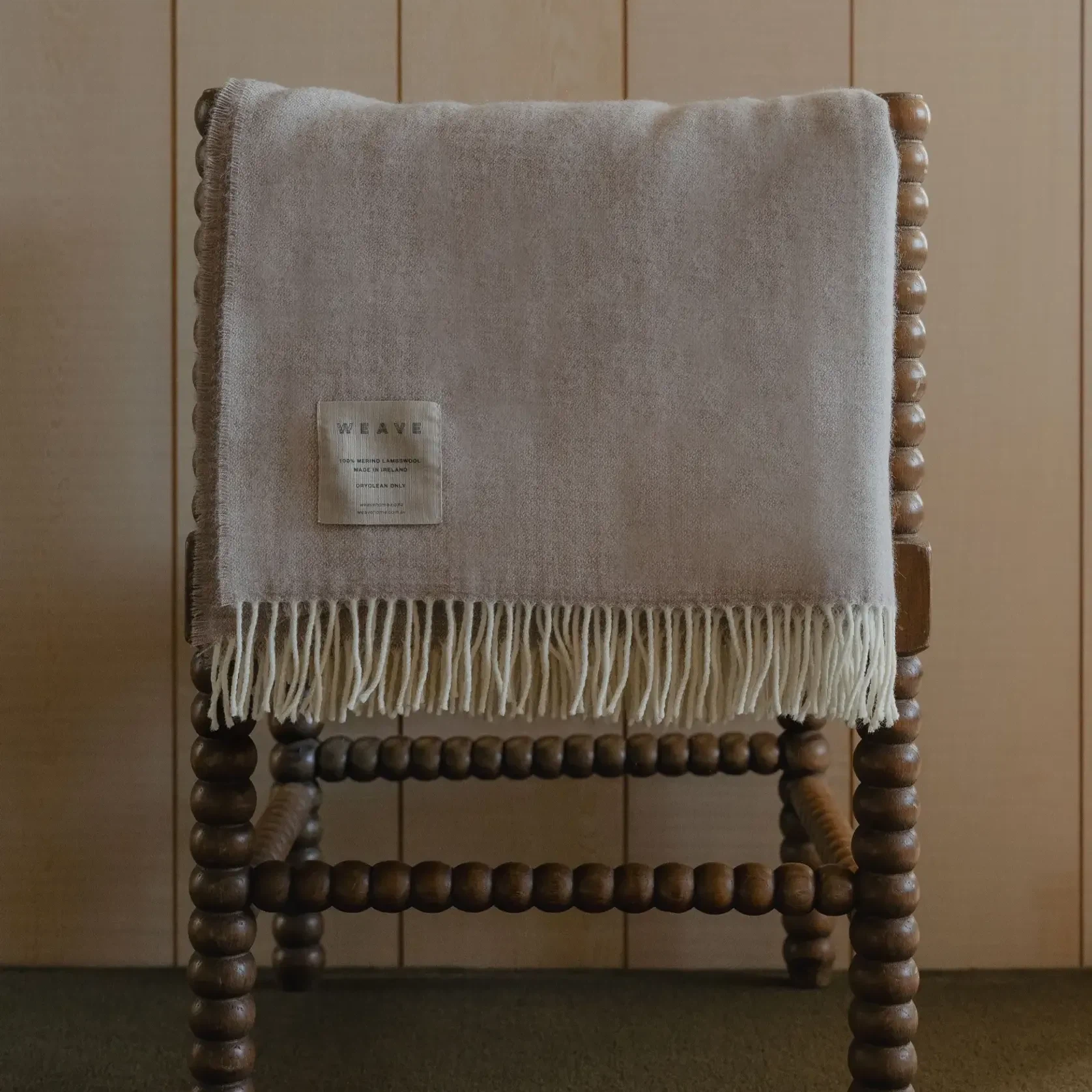 Weave Harris Merino Lambswool Throw - Natural gallery detail image