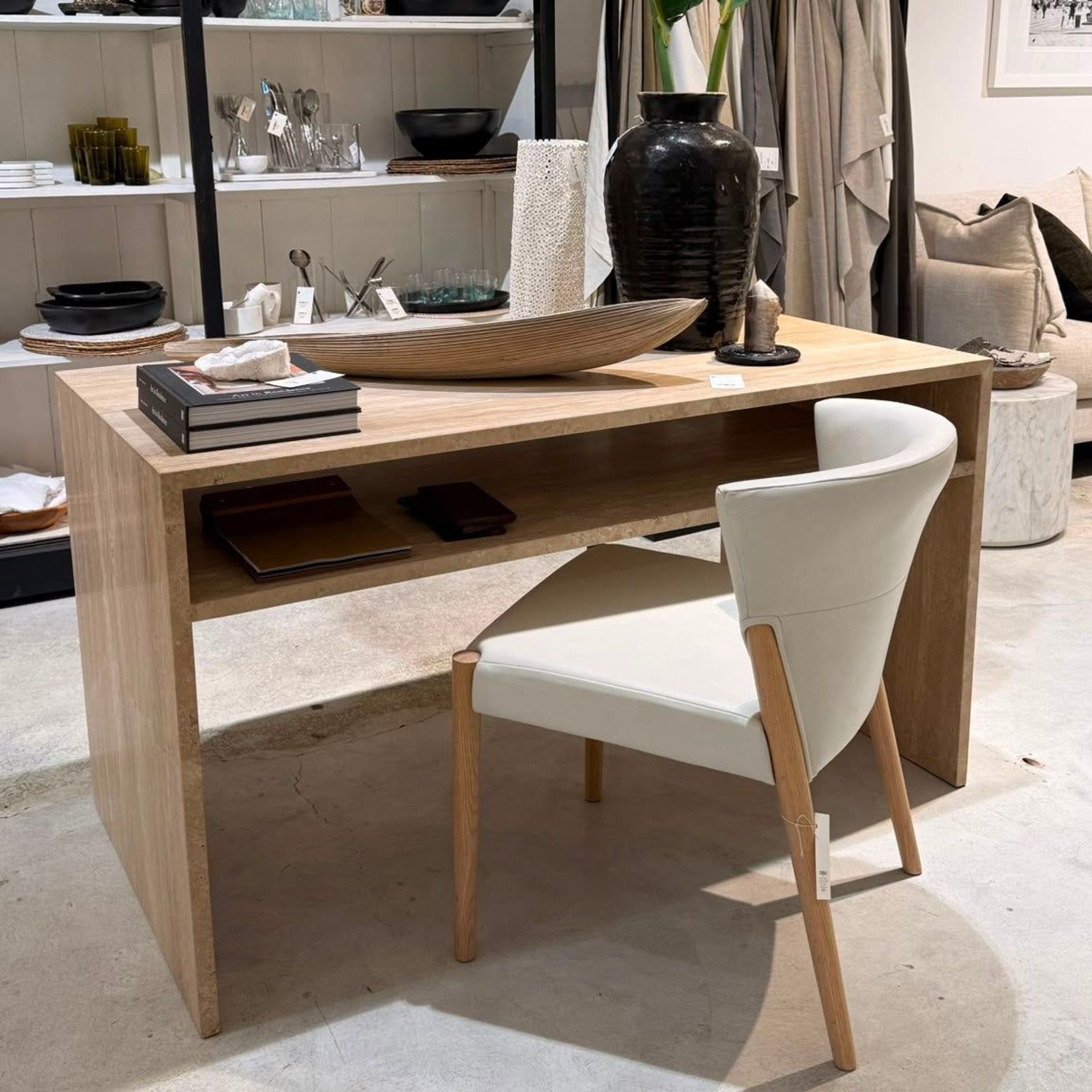 Waterfall Desk - Vein Cut Travertine gallery detail image