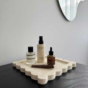 Scalloped Edge Tray - White Ivory Travertine gallery detail image