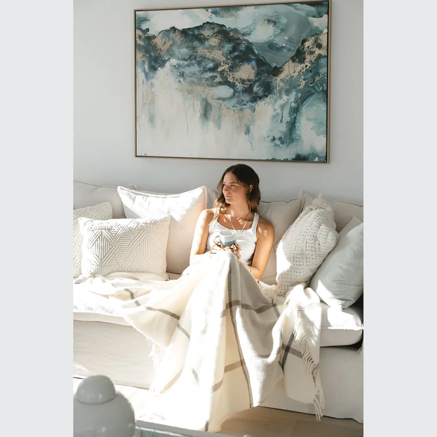 Ruanui Station Lambswool Throw -  Waitoka White gallery detail image