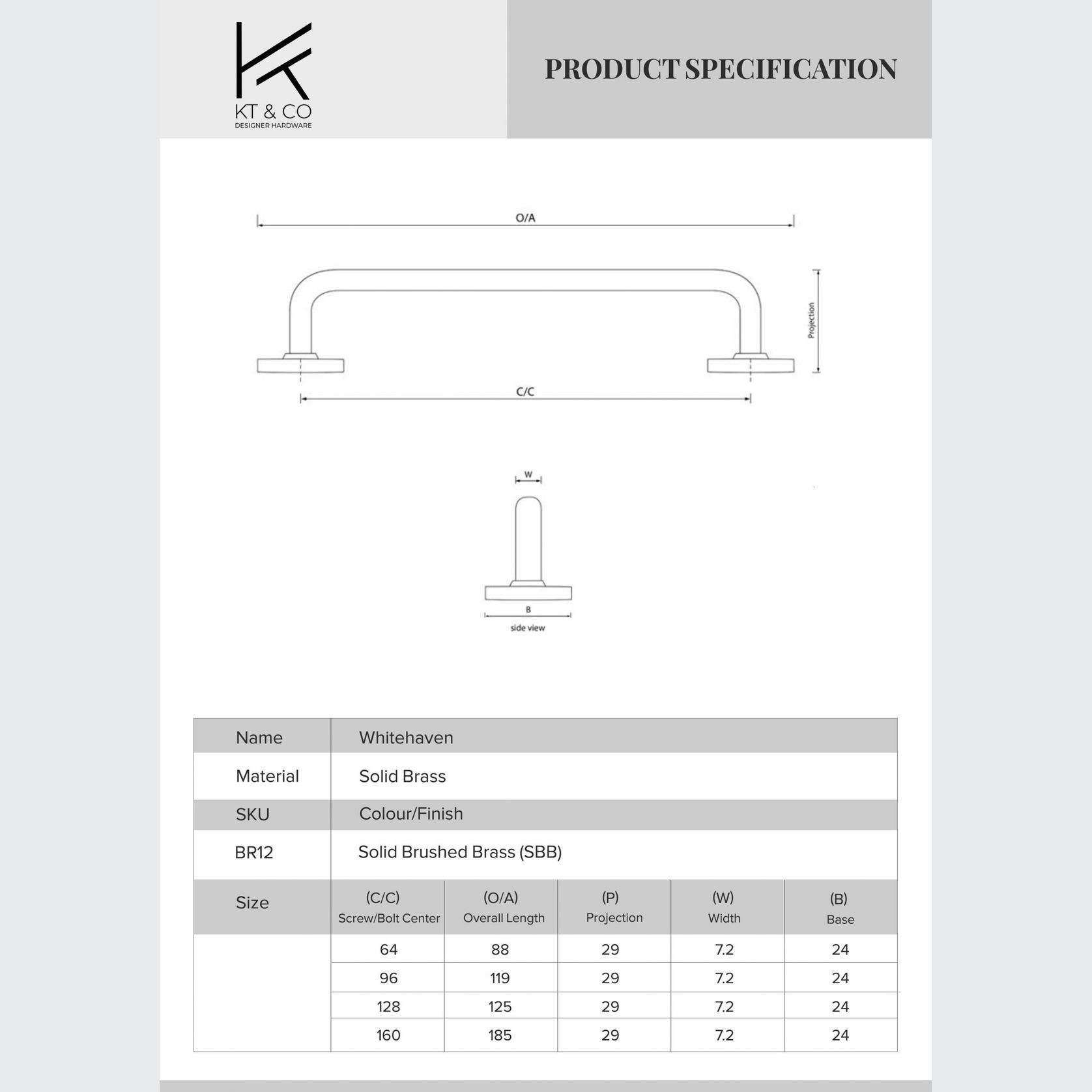 kitchen drawer handles whitehaven solid brass gallery detail image