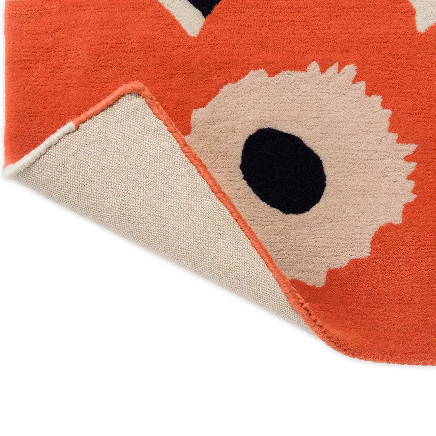 Marimekko Unikko Orange Red Designer Floor Rug gallery detail image