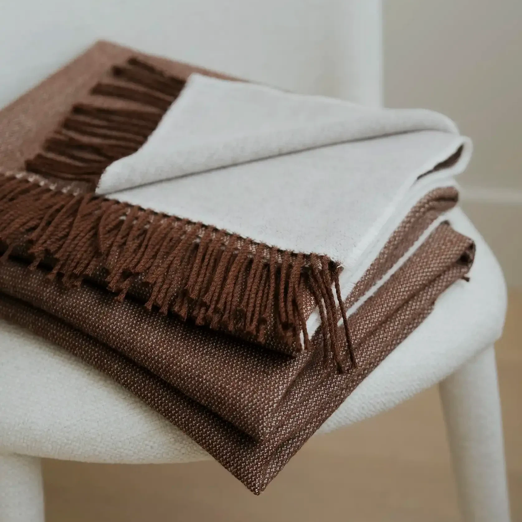 Weave Harris Merino Lambswool Throw - Acorn gallery detail image