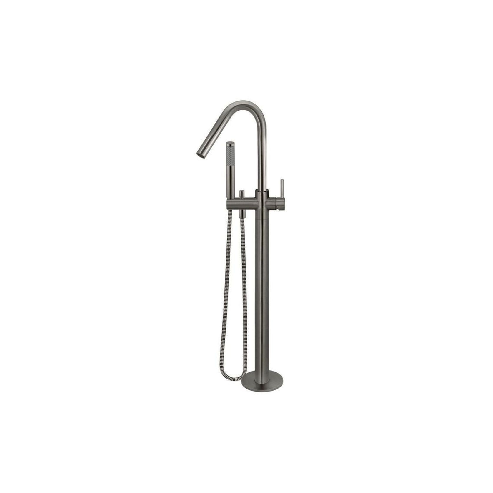 Meir Round Freestanding Bath Spout and Hand Shower Lustre Bronze gallery detail image