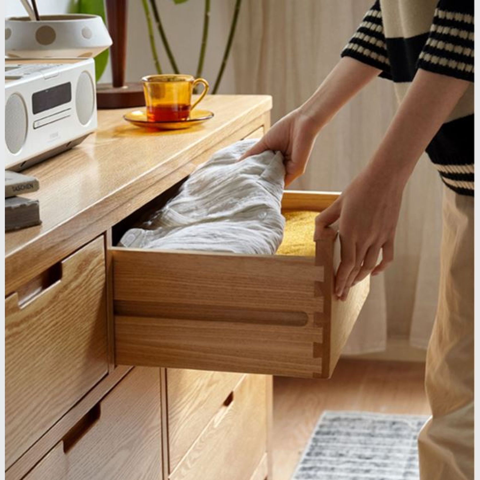 Humbie Natural Solid Oak 3+4 Chest Of Drawers gallery detail image