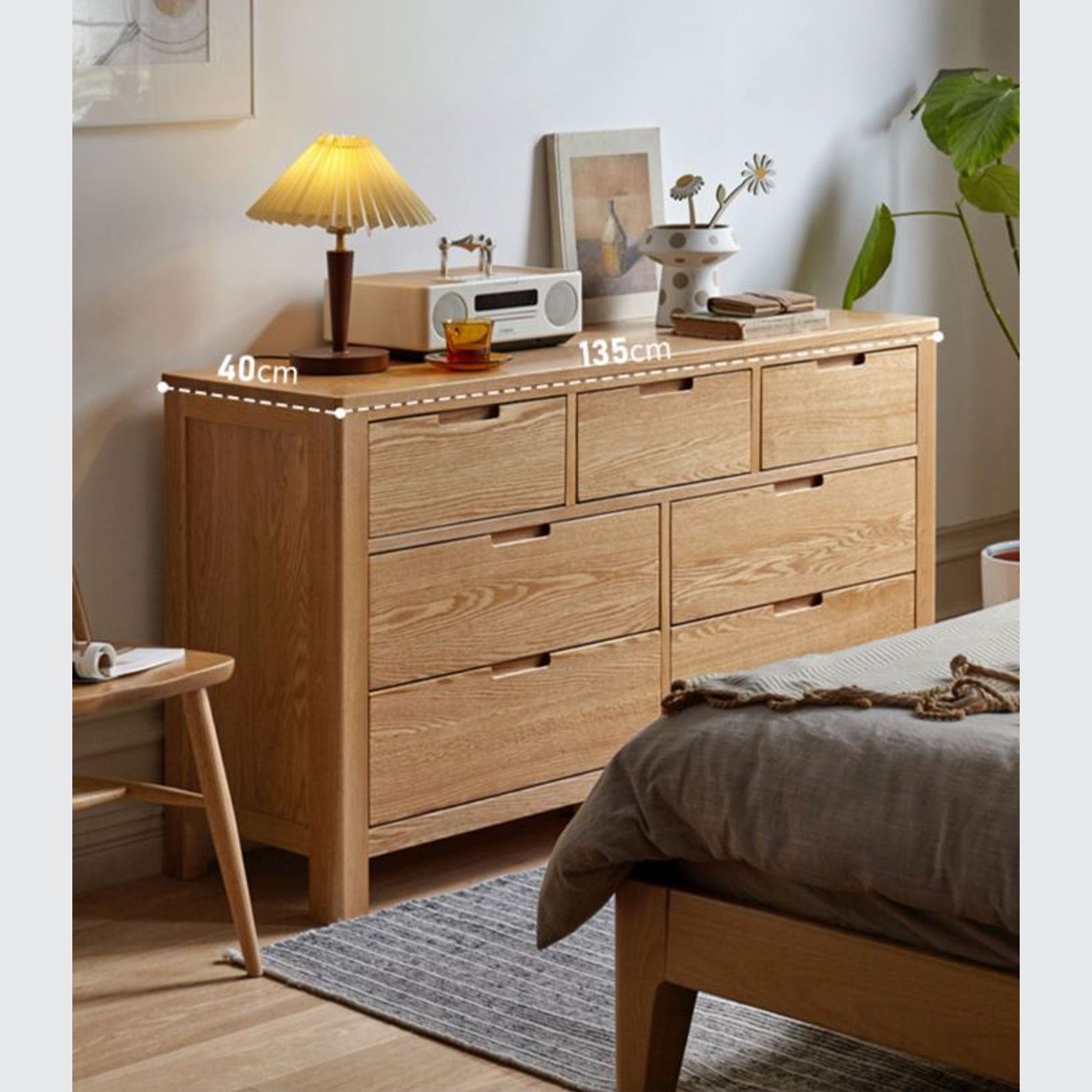 Humbie Natural Solid Oak 3+4 Chest Of Drawers gallery detail image