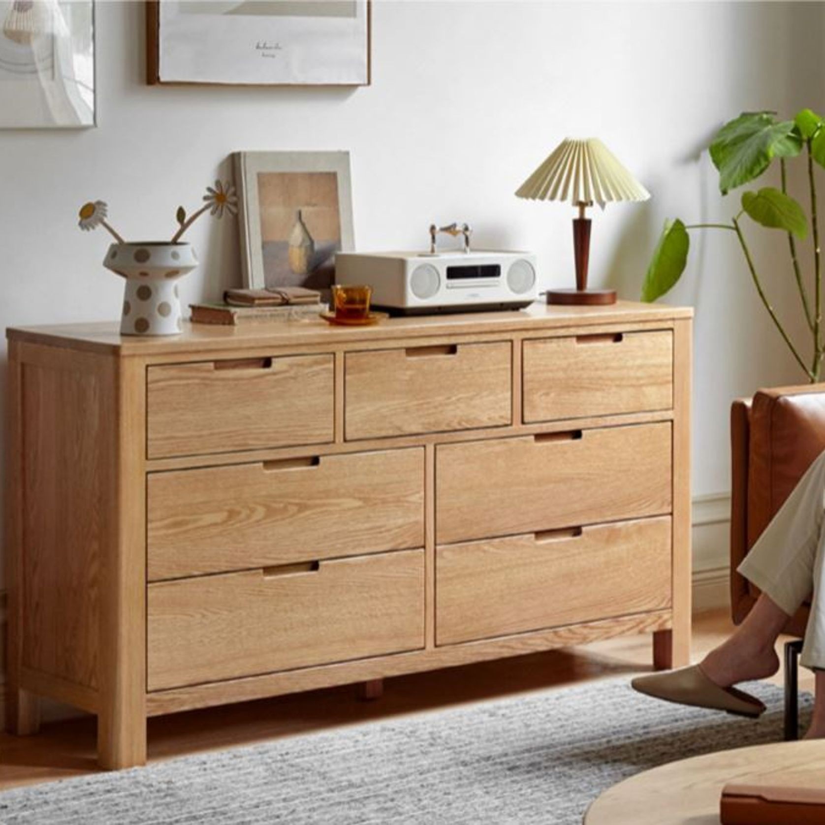 Humbie Natural Solid Oak 3+4 Chest Of Drawers gallery detail image