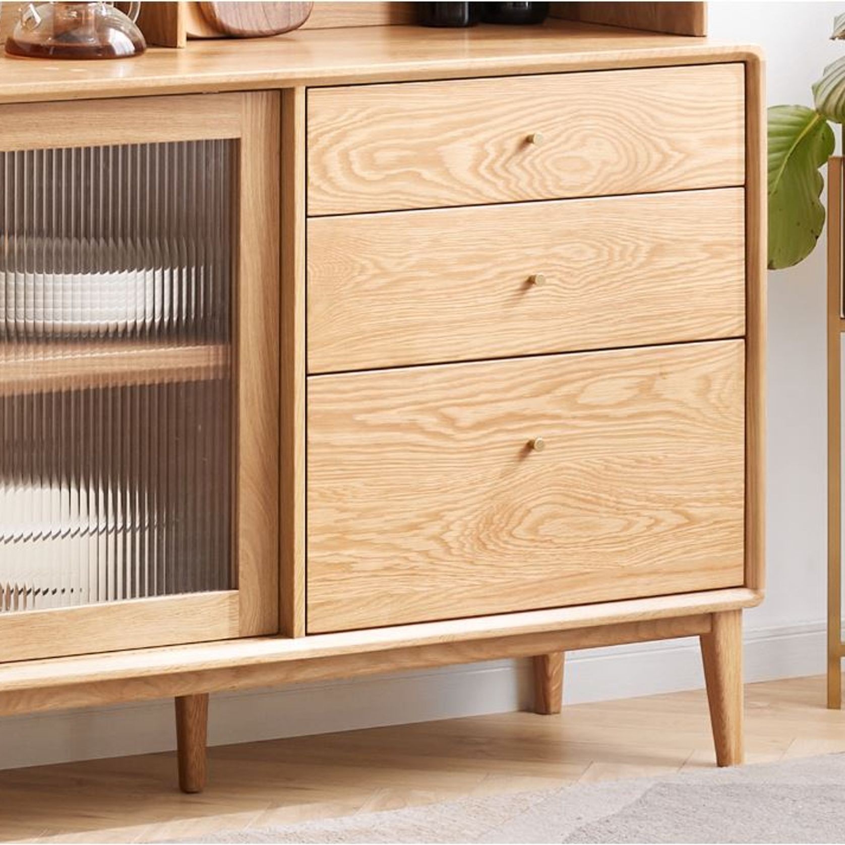 Oslo Natural Solid Oak Sideboard with Hutch Dresser - Clearance gallery detail image