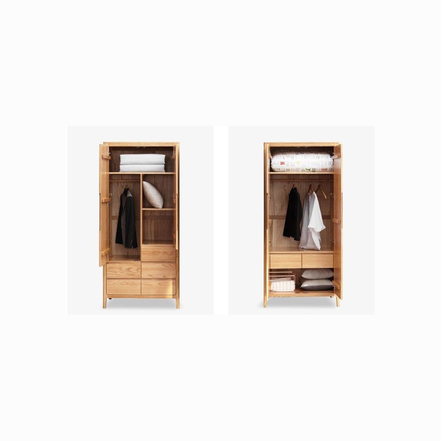 Seattle Natural Solid Oak Double Wardrobe gallery detail image