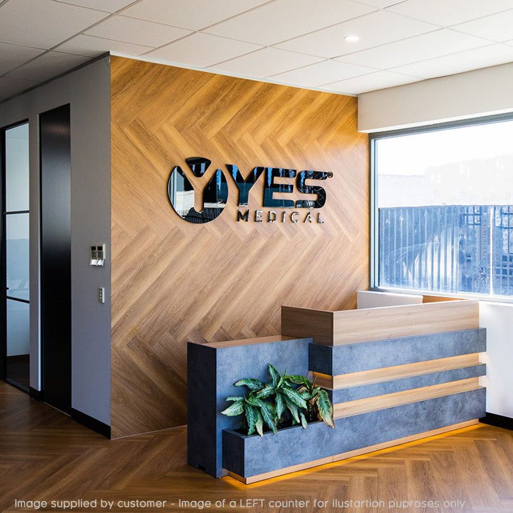 KERAN  Reception Desk 1.8M Right Panel - Acacia & Carbon Grey Colour gallery detail image