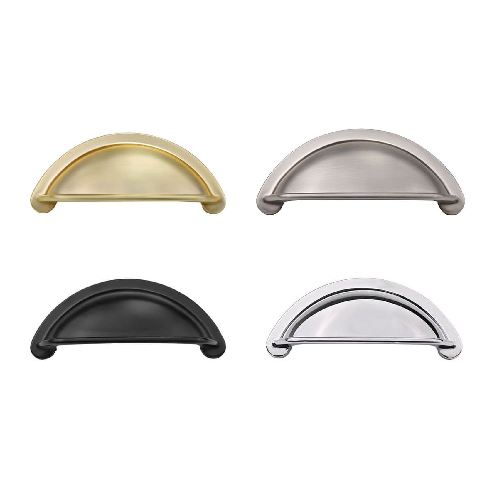 KT&CO kitchen Cup Pull Handle Portland Hampton style matte black/ brass / brushed nickel /chrome 76mm gallery detail image