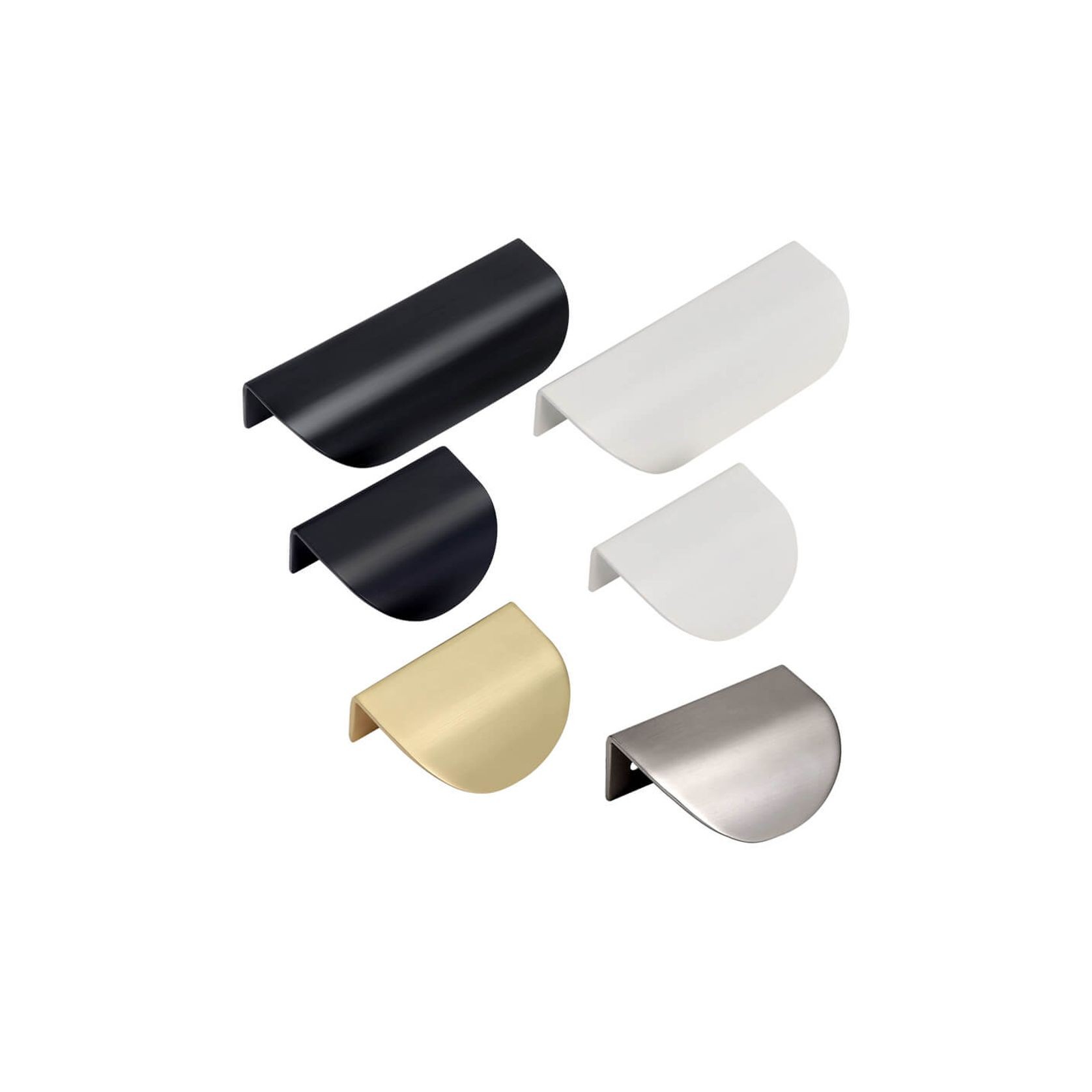 KT&CO Kitchen shell lip pull handles Mosman Matt Black / Brushed Nickel / Brass / White gallery detail image