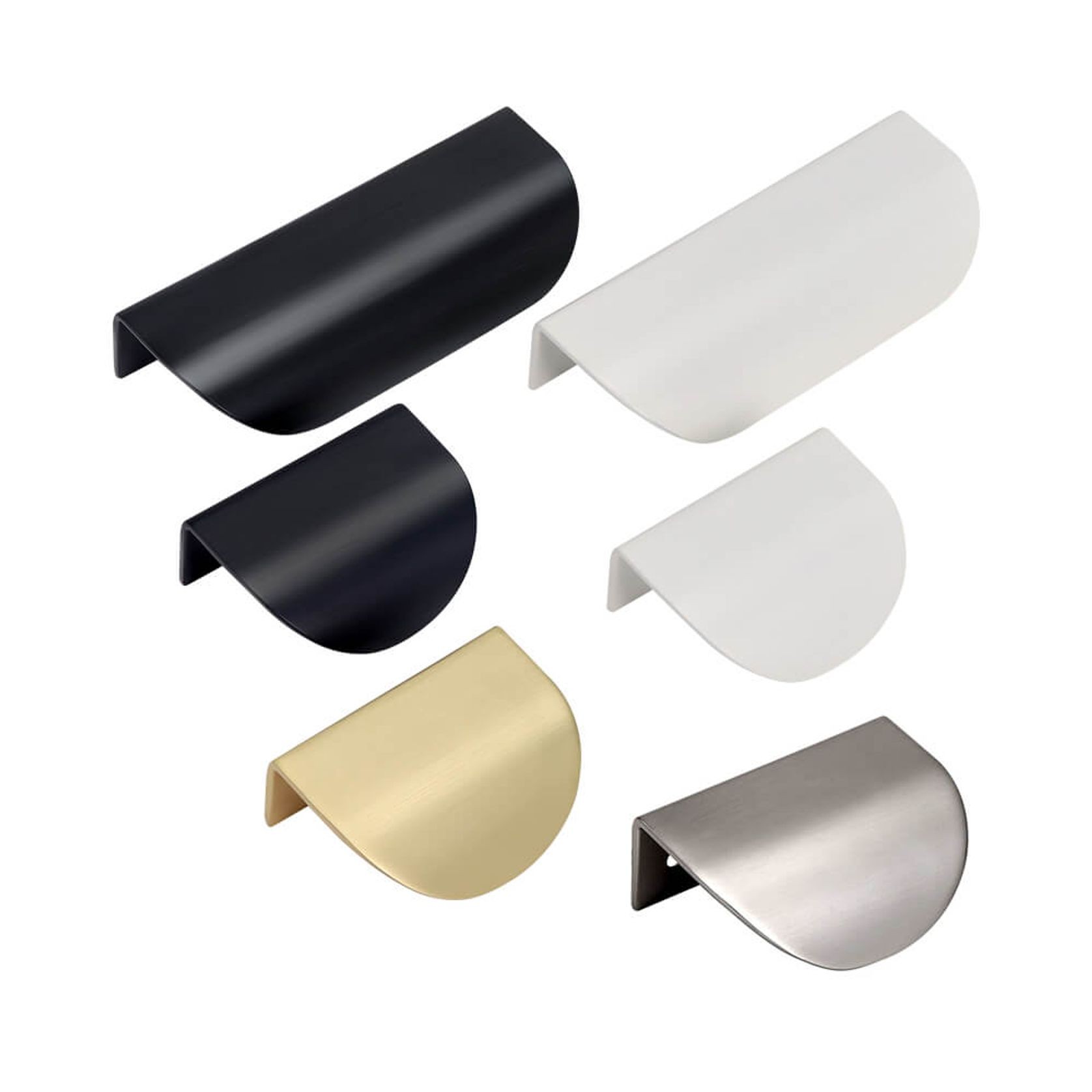 KT&CO Kitchen shell lip pull handles Mosman Matt Black / Brushed Nickel / Brass / White gallery detail image