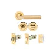 Zanda Zurich Privacy Kit with Latch and Door Handle Lever Satin Brass 9347SB - Customise to your needs gallery detail image
