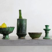 Moroccan Green Zig Zag Pedestal Bowl - Medium gallery detail image