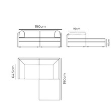Addy 3 Seater Chaise Sofa - Copenhagen Espresso gallery detail image