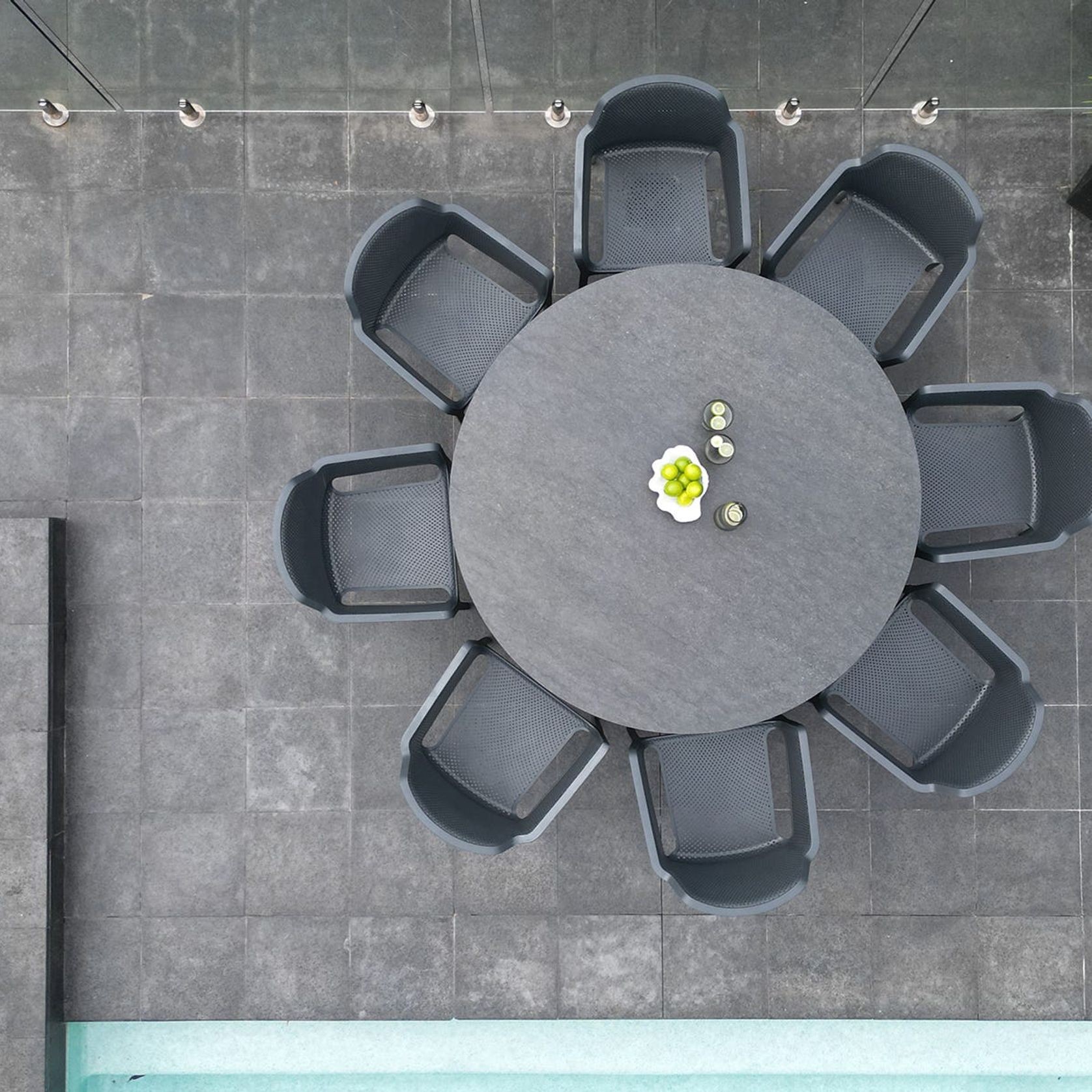 Adele Round Ceramic Table With Bailey Chairs 9pc Outdoor Dining Setting gallery detail image