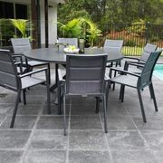 Adele Round Ceramic Table With Sevilla Padded Chairs 9pc Outdoor Dining Setting gallery detail image