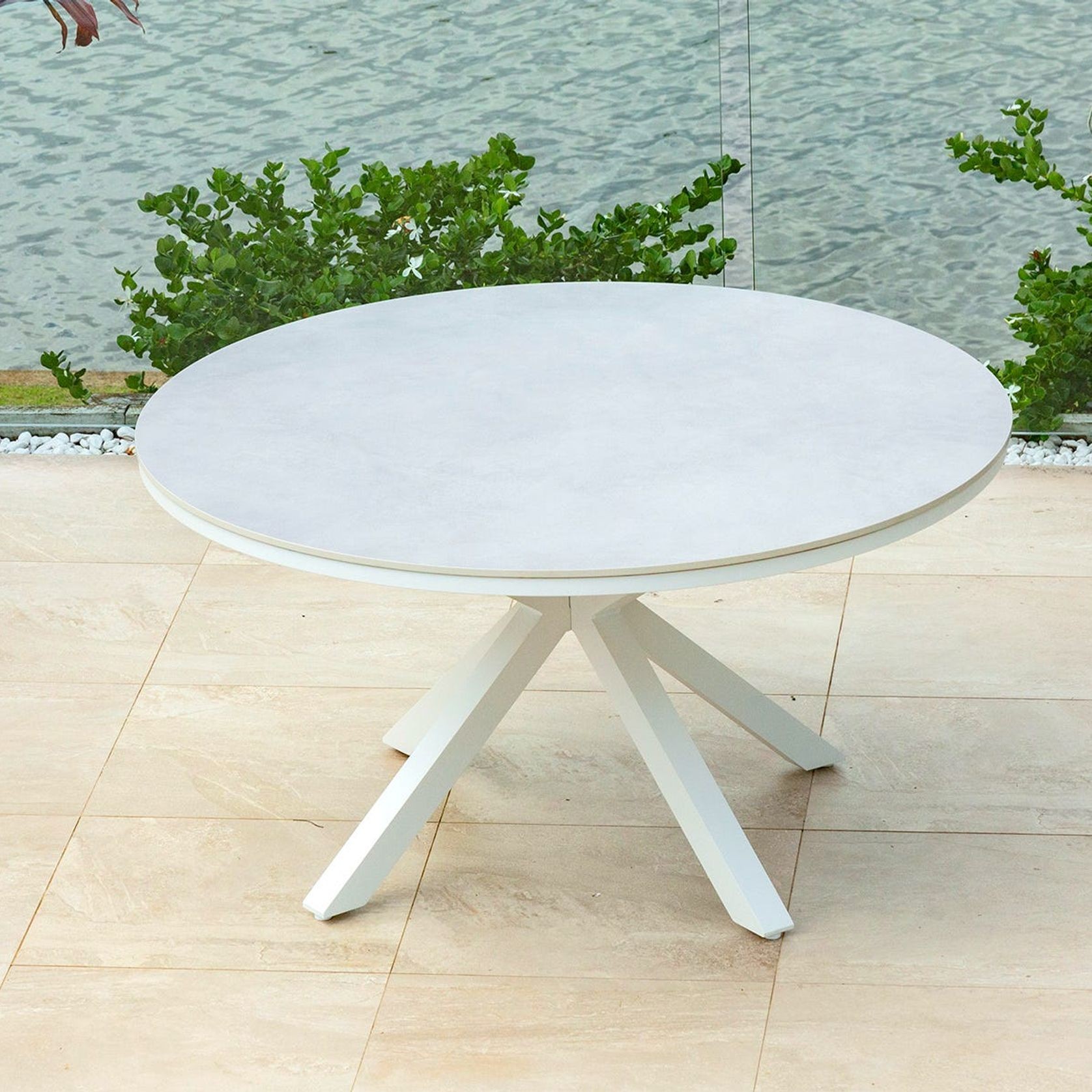 Adele Round Ceramic Table With Melang Chairs 5pc Outdoor Dining Setting gallery detail image