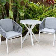 Adele Round Ceramic Table With Melang Chairs 3pc Outdoor Dining Setting gallery detail image