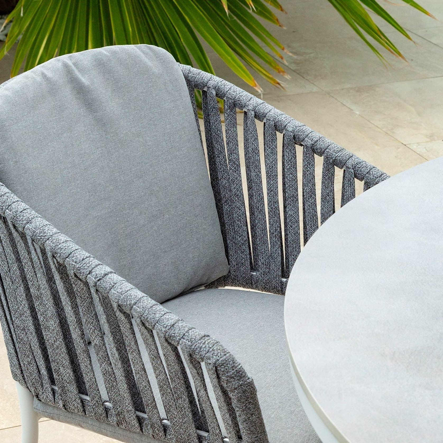 Adele Round Ceramic Table With Melang Chairs 5pc Outdoor Dining Setting gallery detail image