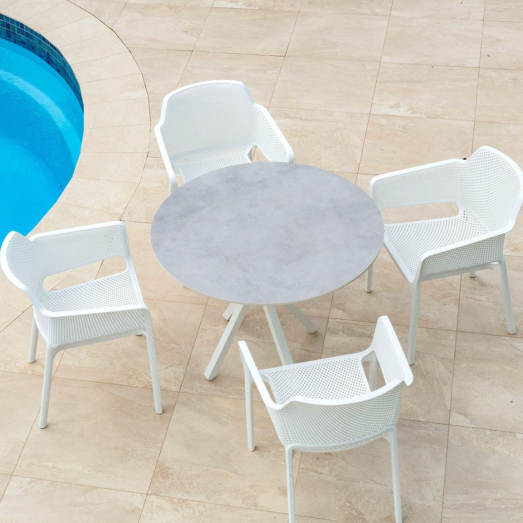 Adele Round Ceramic Table With Bailey Chairs 5pc Outdoor Dining Setting gallery detail image