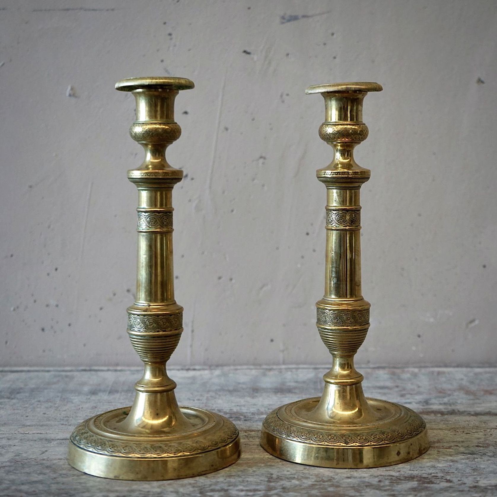 French Empire Brass Candlesticks (Pair) gallery detail image