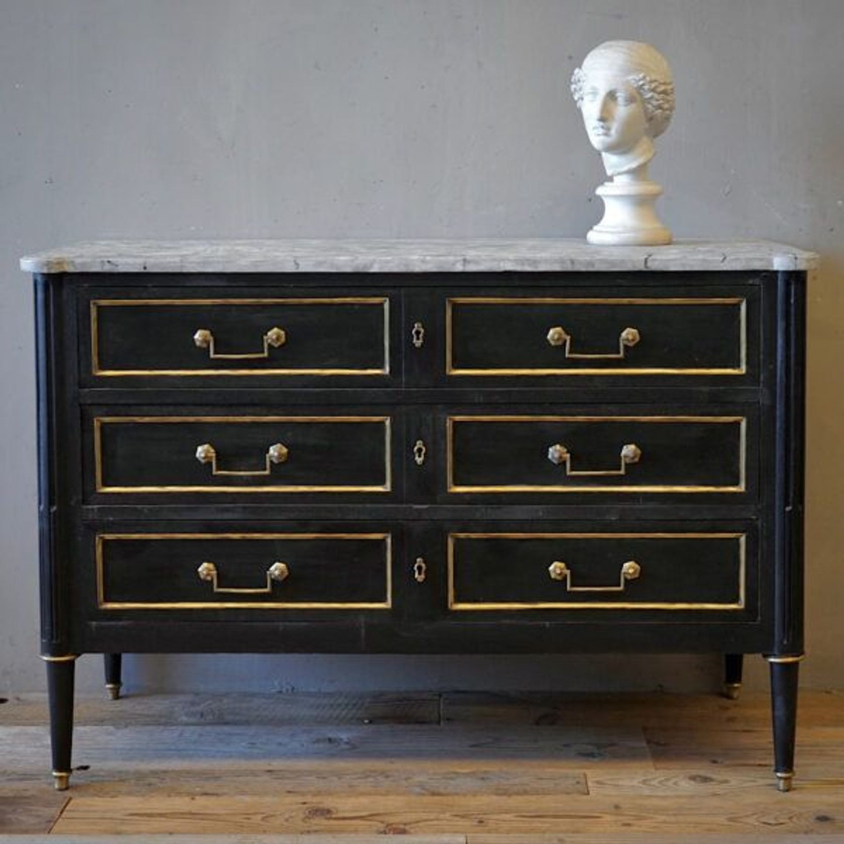 French Louis XVI Black Commode gallery detail image