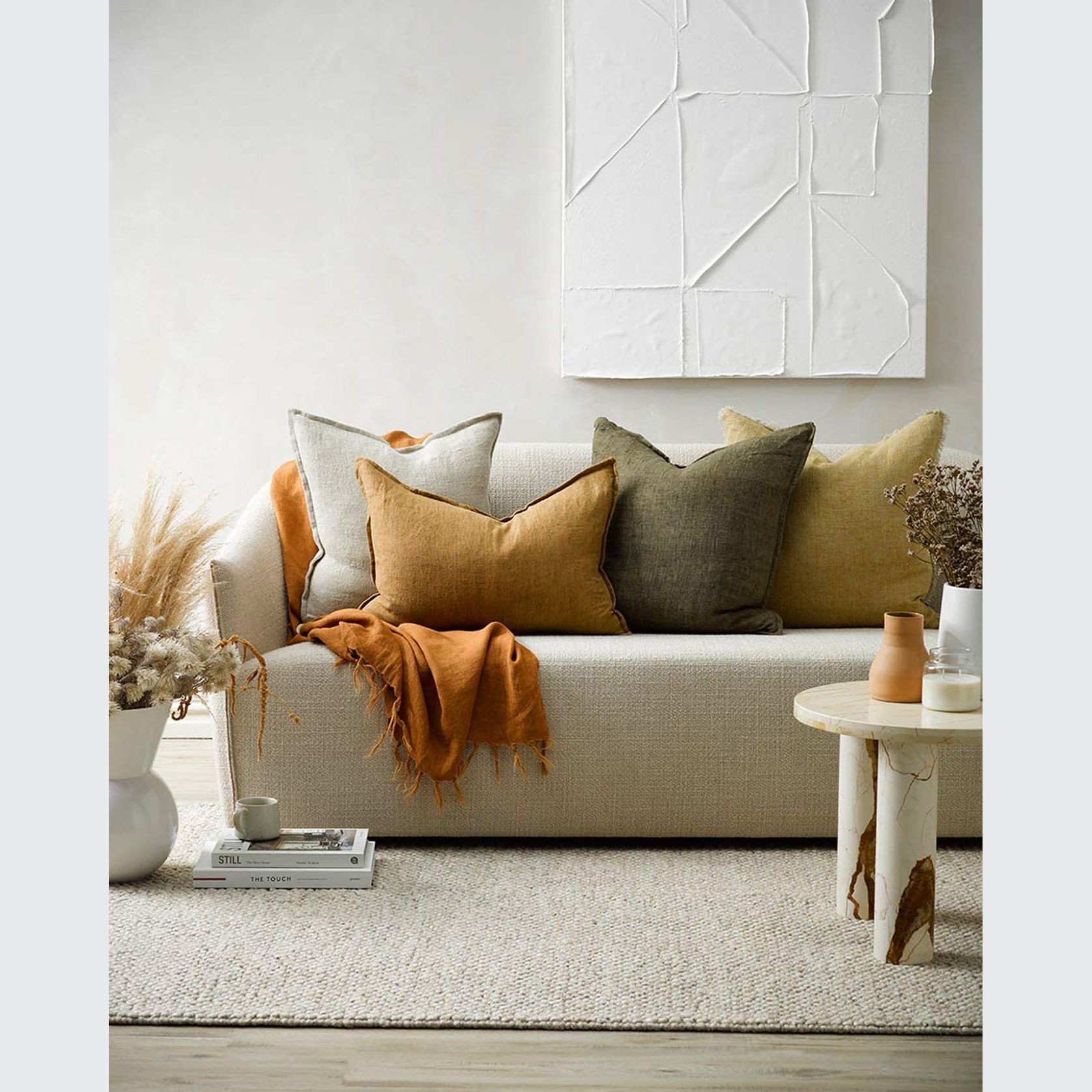 Baya Arcadia Handwoven Linen Cushion - Cumin | Lumbar gallery detail image