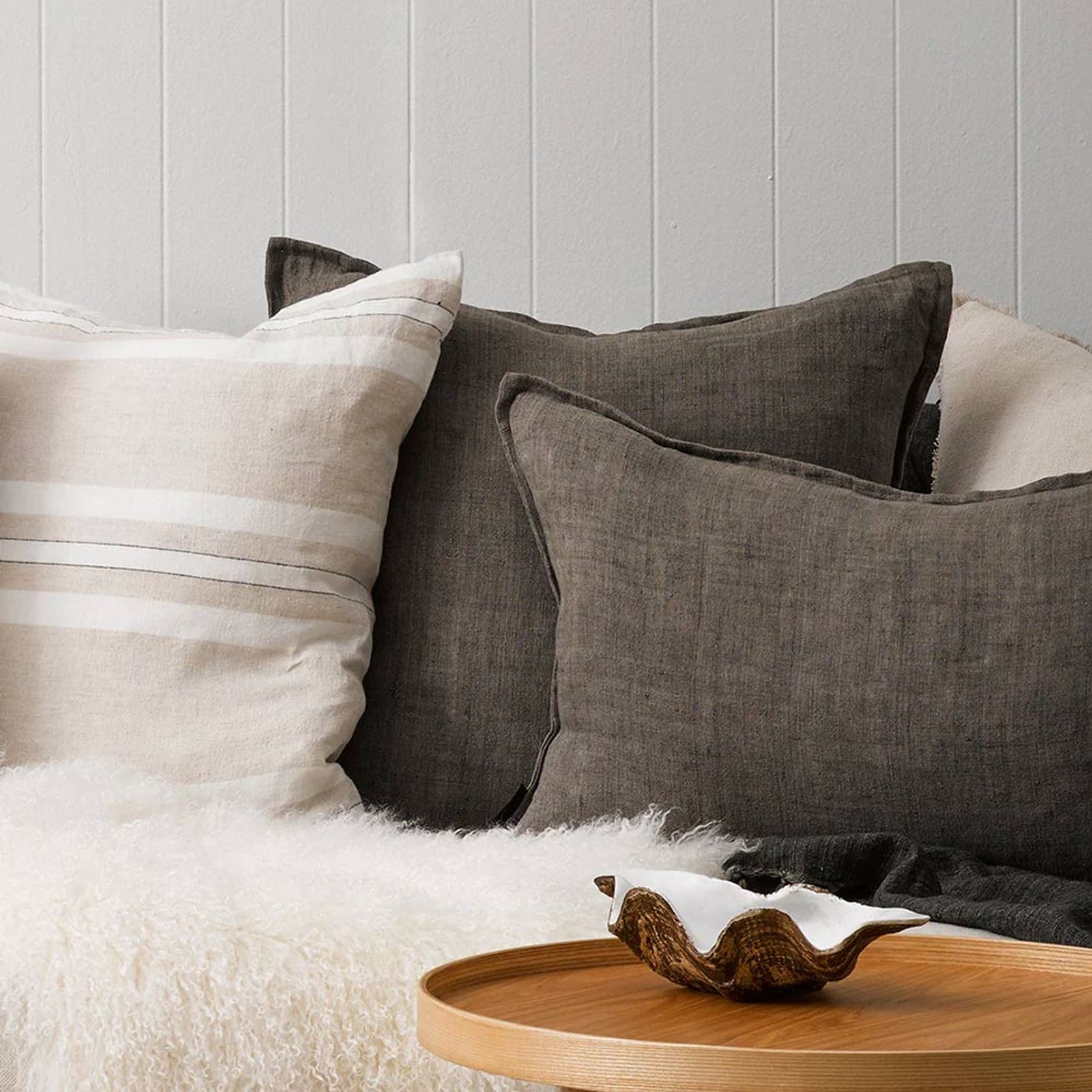 Baya Arcadia Handwoven Linen Cushion - Nori | Lumbar gallery detail image