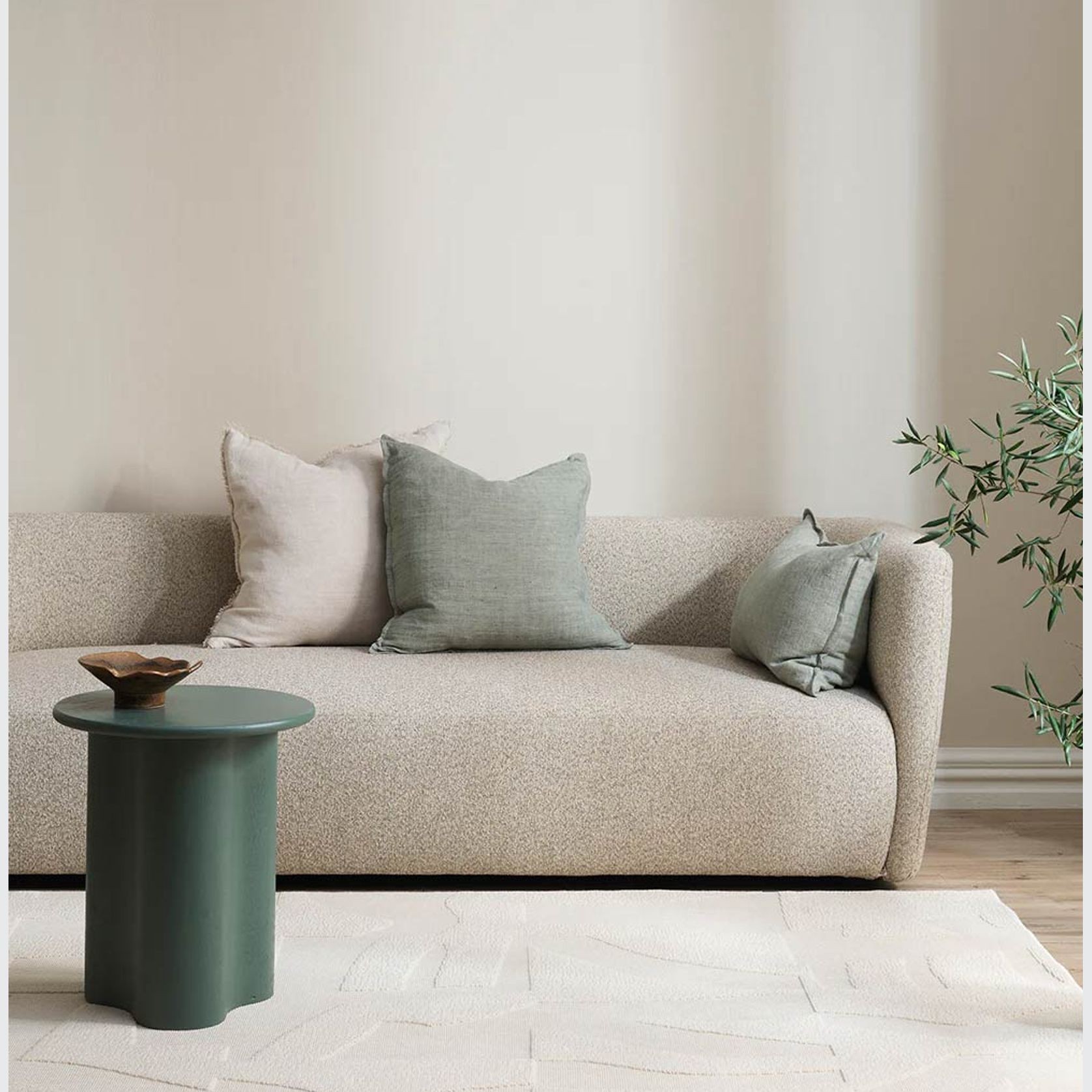 Baya Arcadia Handwoven Linen Cushion - Sage | Lumbar gallery detail image