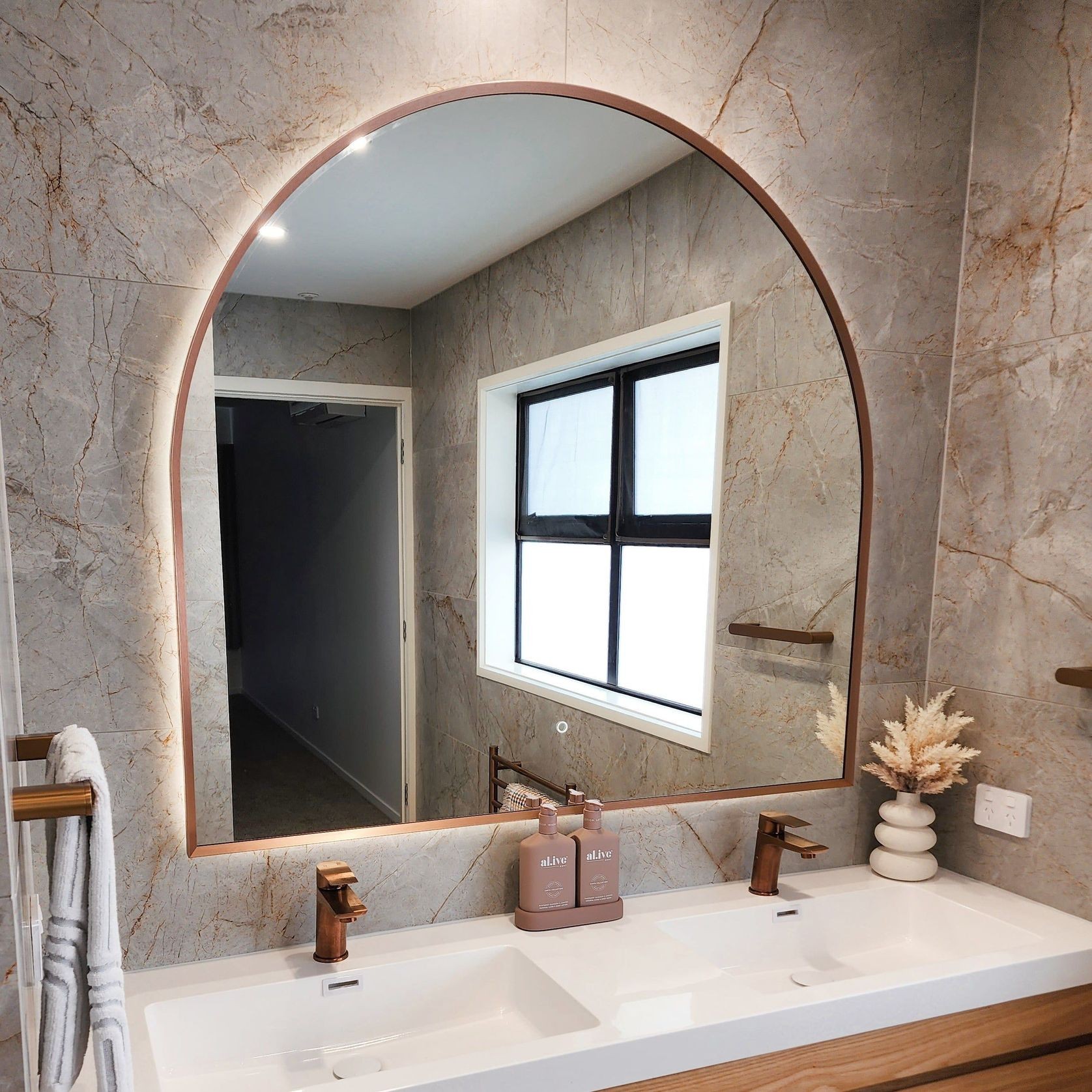 Code Solace Arch Framed Led Mirror 1200 X 1100Mm - 5 Colours gallery detail image
