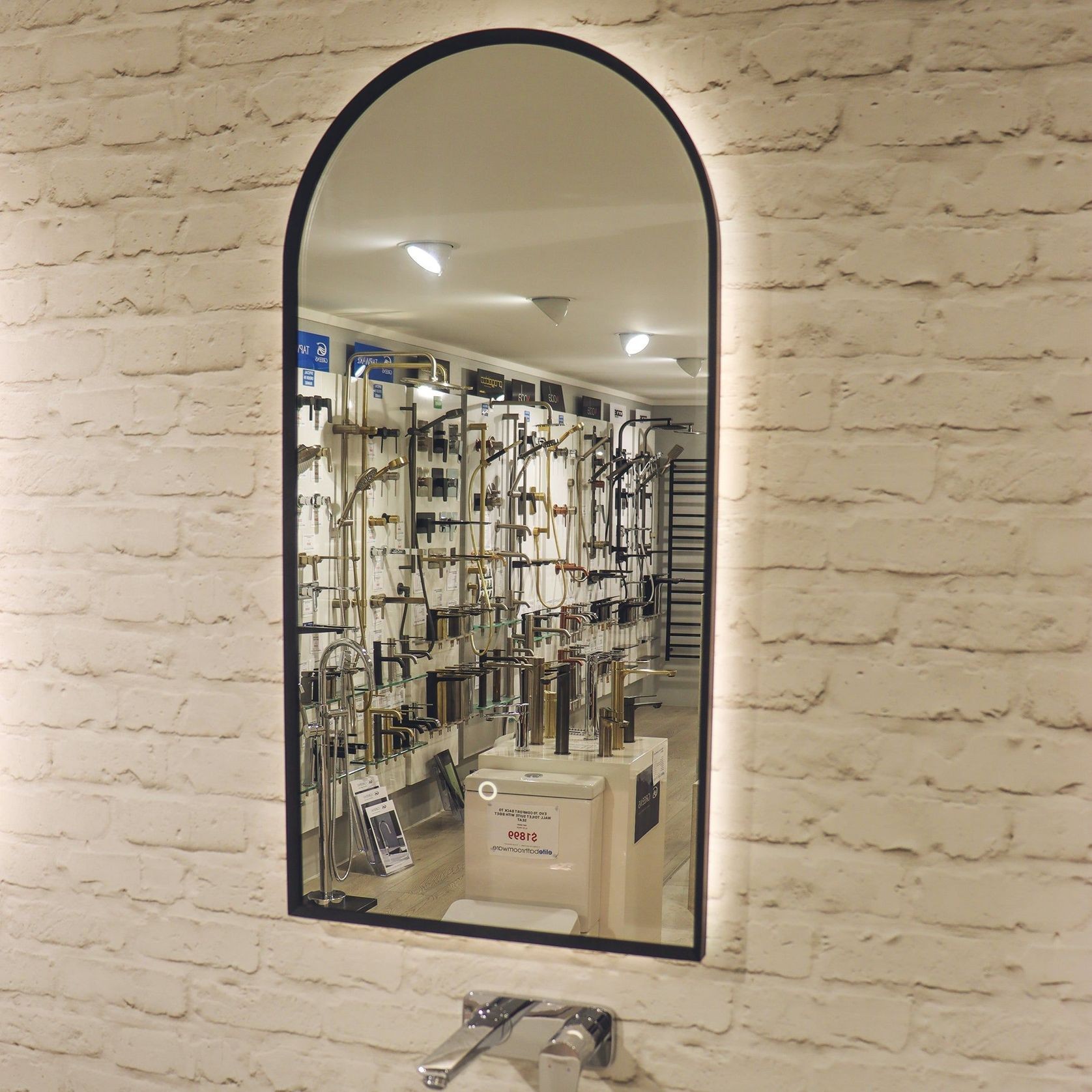 Solace Arch Black Framed Led Mirror 450X900Mm gallery detail image