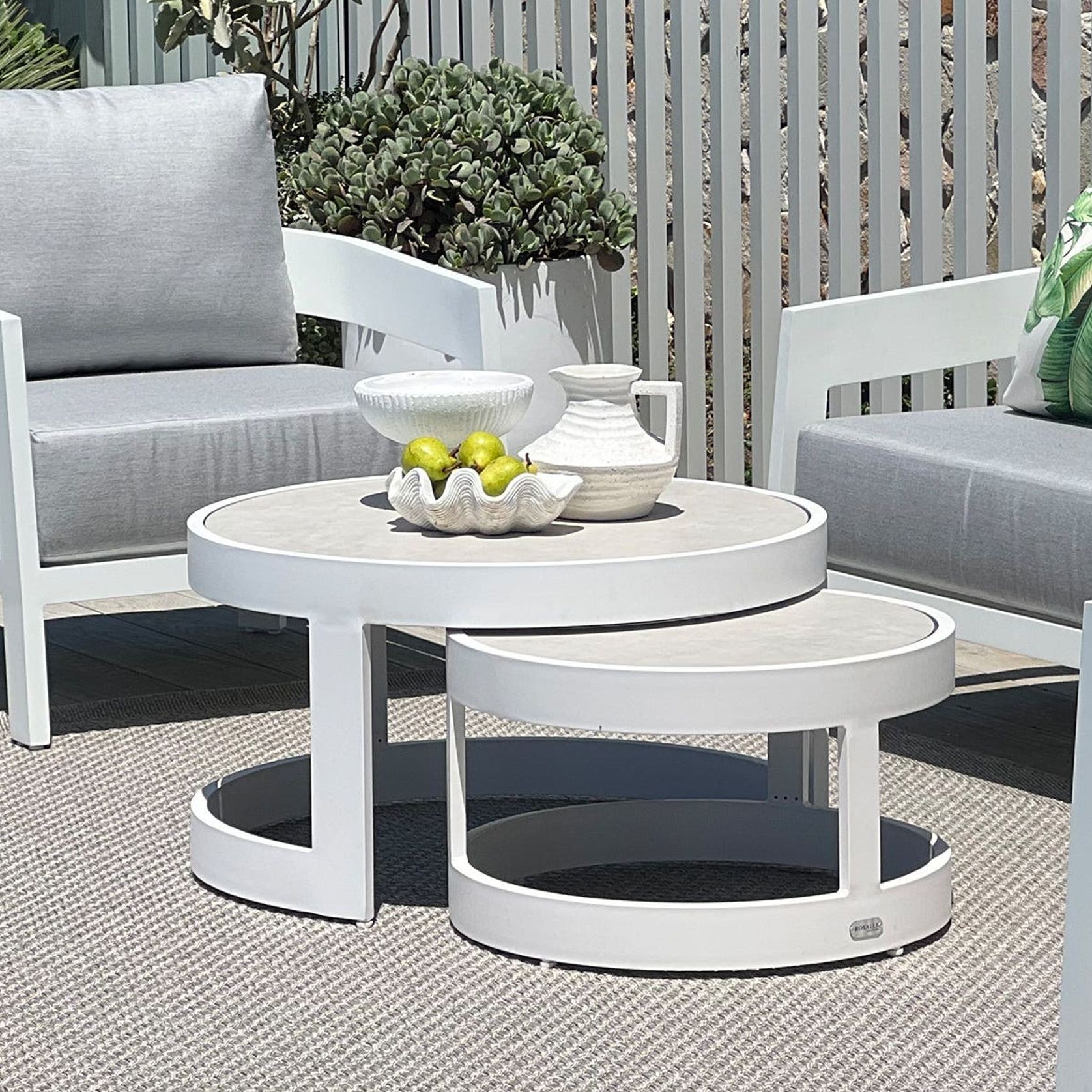 Aspen Ceramic Round Coffee Table Set gallery detail image