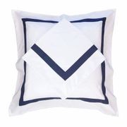 Ava Collection European Pillowcase Set - Navy Trim gallery detail image