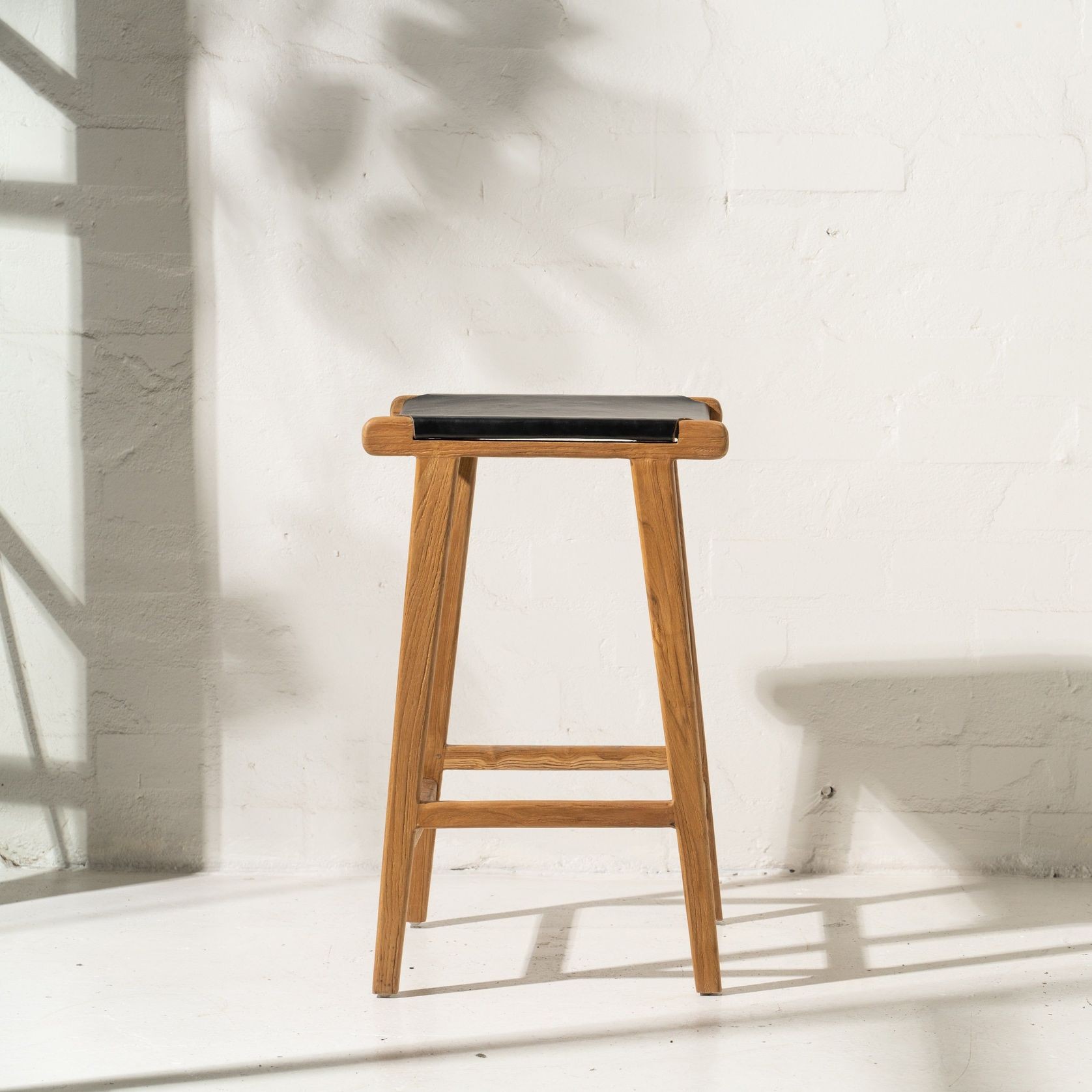 Avel Black Leather Barstool gallery detail image