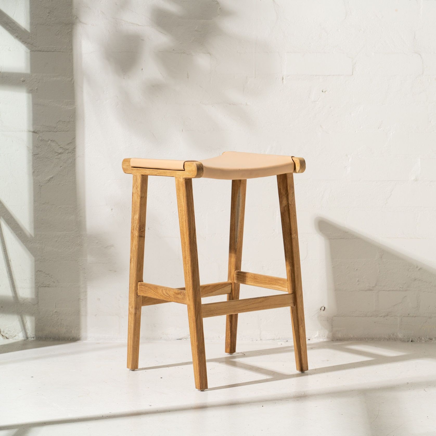 Avel Natural Leather Barstool gallery detail image