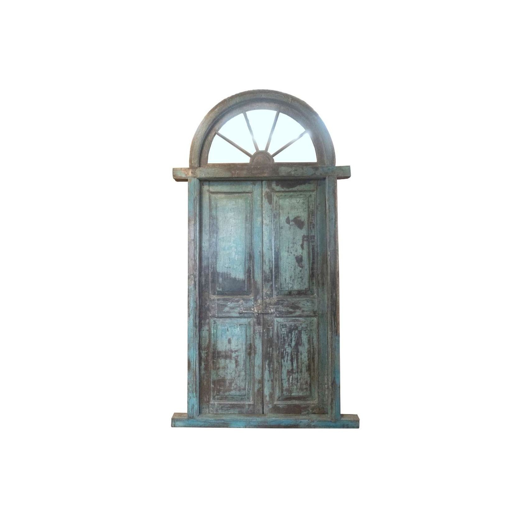 Vintage Teak Door - Round, Blue gallery detail image