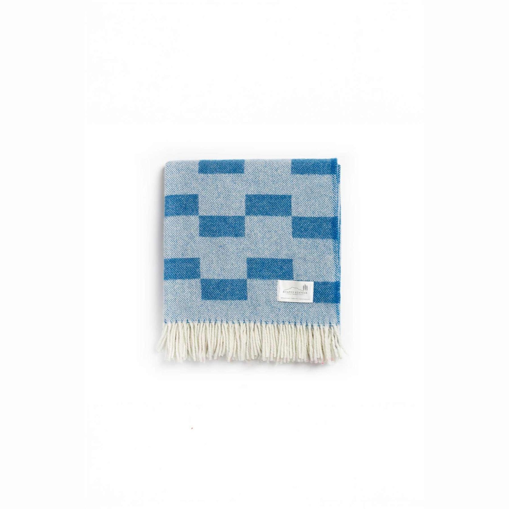 Ruanui Station Lambswool Throw - Backtrap Blue gallery detail image
