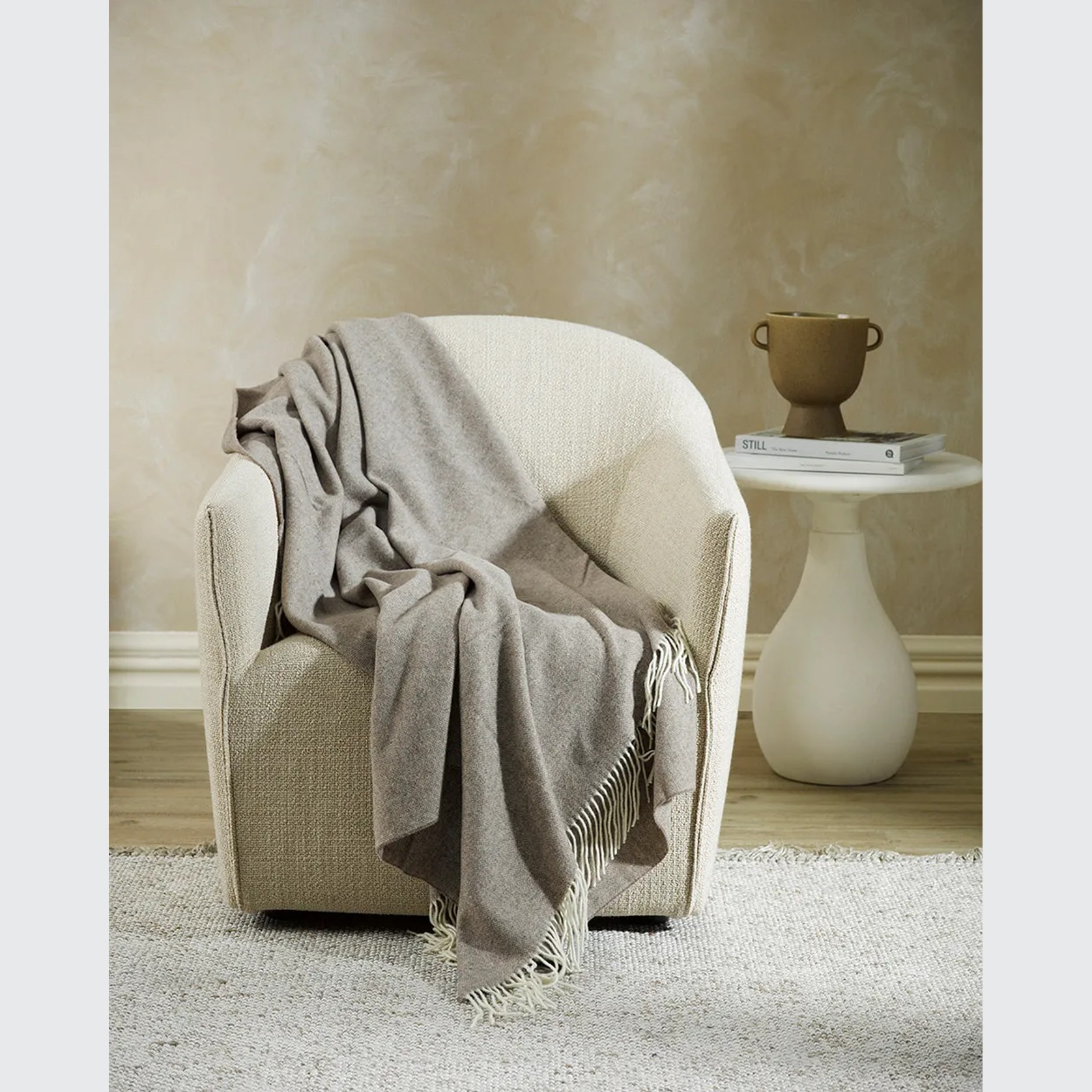 Baya Bambina Throw Blanket - Walnut | Merino Wool and Cashmere gallery detail image