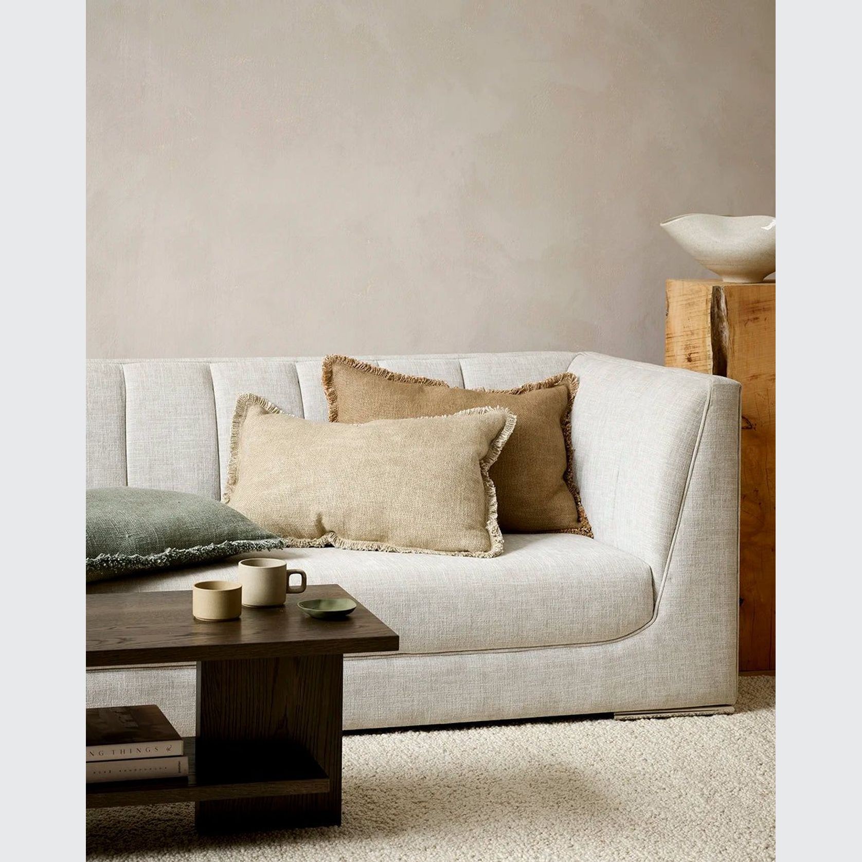 Baya Dover Cushion - Sage | Lumbar with Fringe gallery detail image