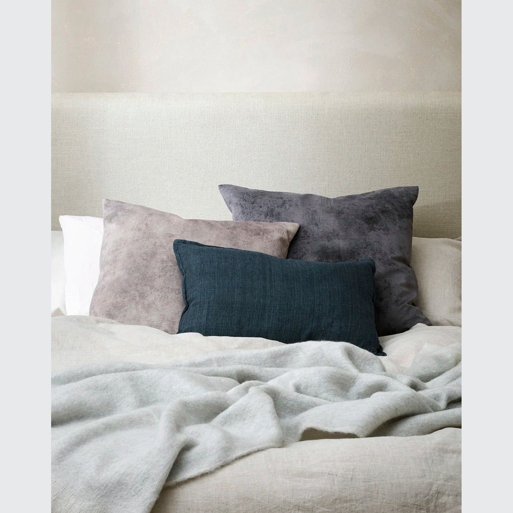 Baya Theo Velvet Cushion - Smoke | Large 60 x 60cm gallery detail image