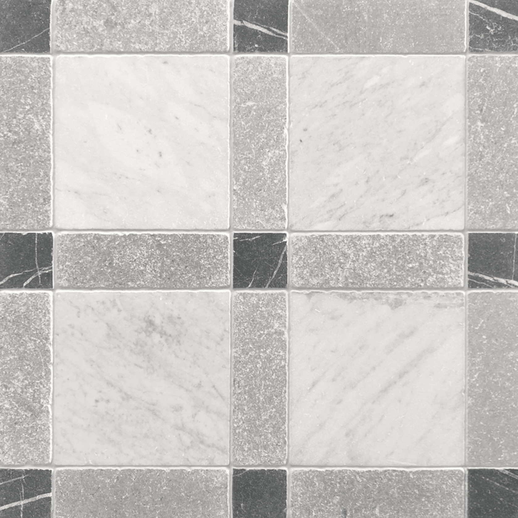 Gingham Tumbed Carrara, Cinder Grey and Nero gallery detail image