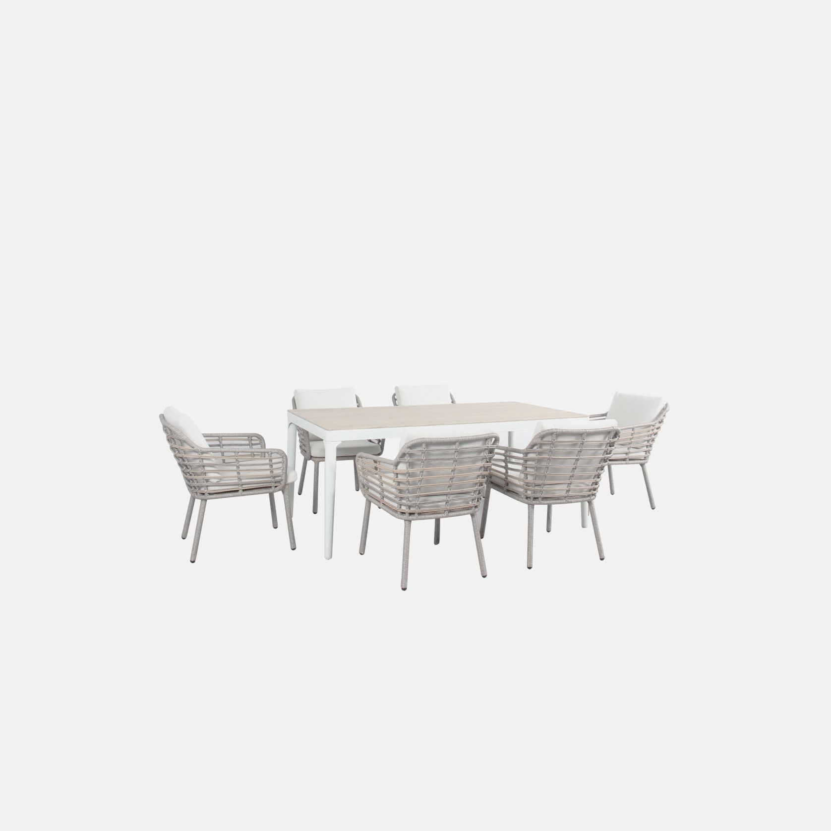 Belmore 7pc Aluminium and Rattan Outdoor Dining Set gallery detail image
