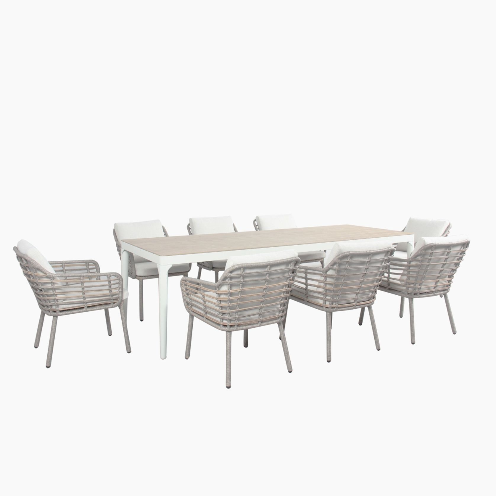 Belmore 9pc Aluminium and Rattan Outdoor Dining Set gallery detail image